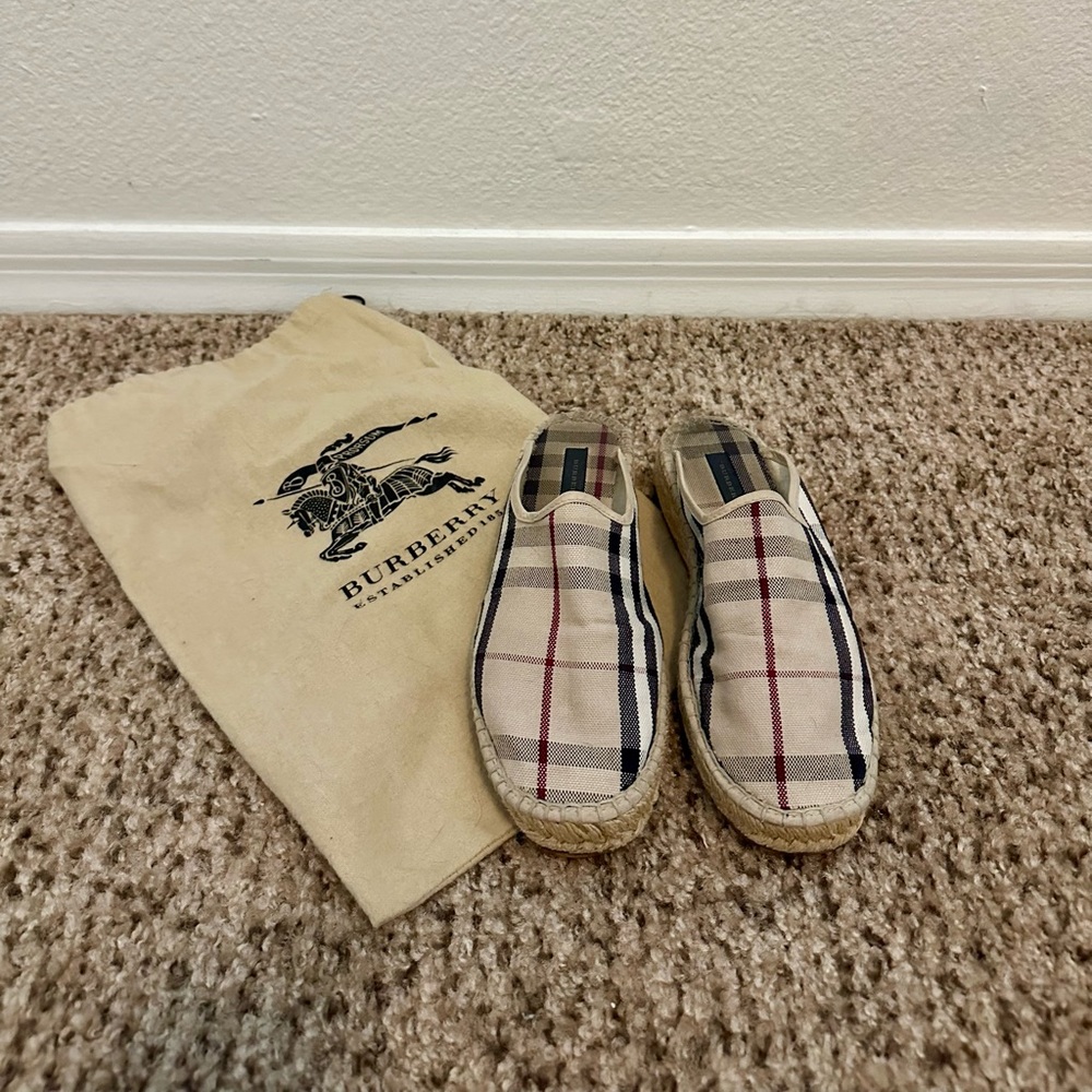 Burberry Canvas Plaid Print Espadrilles